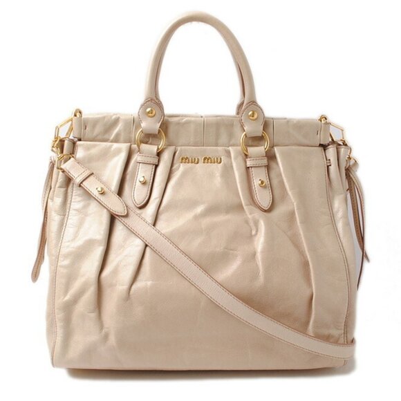 MIU MIU Beige Leather Shoulder Bag - Picture 1 of 7